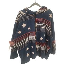 Greater Good Network Womens 4X Americana Stars Stripes Zip Hoodie Cotton Nepal